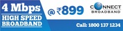 Unlimited 4MBPS Broadband Plans at Rs 899 Only